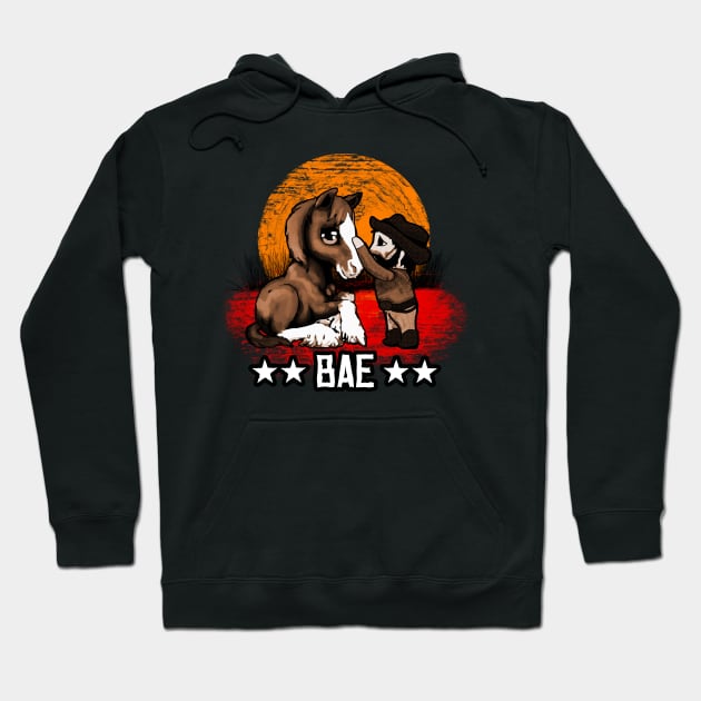 Red Horse Sunset T-Shirt - BAE Level4 Chibi Cowboy Hoodie by BeesEz